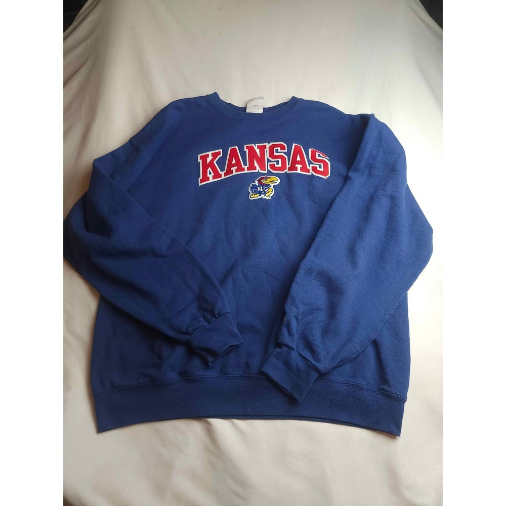 Champion Kansas Jayhawks Sweatshirt XL Blue Crewneck NCAA Collegiate Mens - Picture 1 of 7